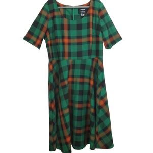 Modcloth x Collectif Ready to be Merry Plaid Swing Dress Size 18 Retro Pinup